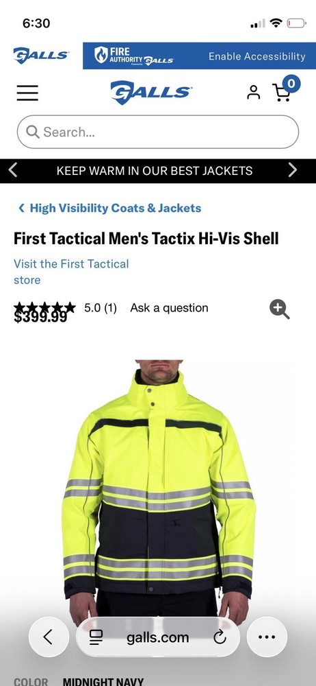 First Tatical Tactic Series Hi Viz Shell Regular Small ! Retails Over 300