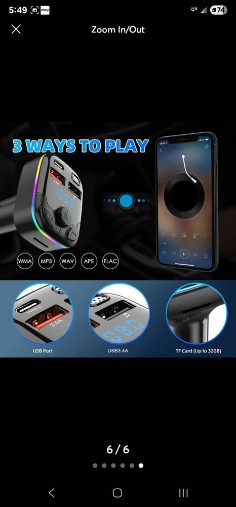 Bluetooth 5.0 Car Wireless FM Transmitter Adapter USB PD Charger AUX Hands Free