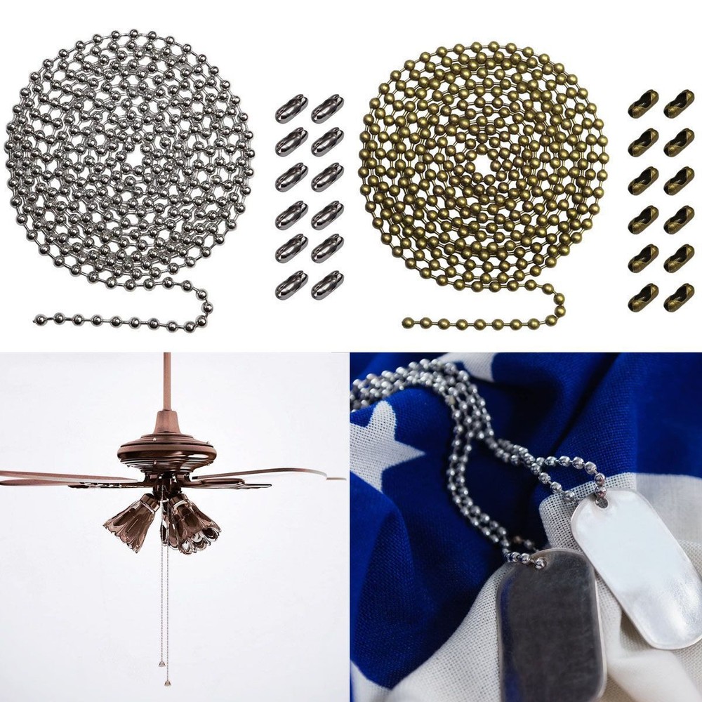 10FT Ceiling Fan Pull Chain Beaded Extension Set Home Light Decor w/ Connectors