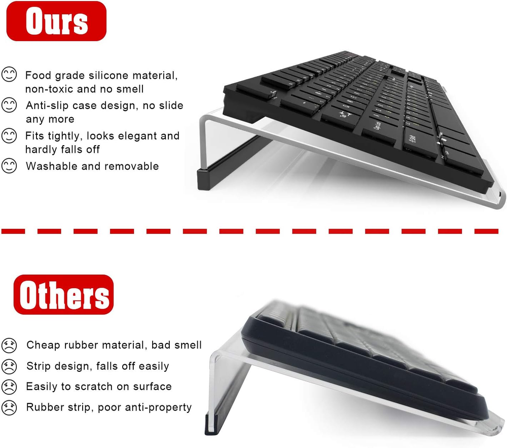 Acrylic Tilted Computer Keyboard Stand for Ergonomic Typing