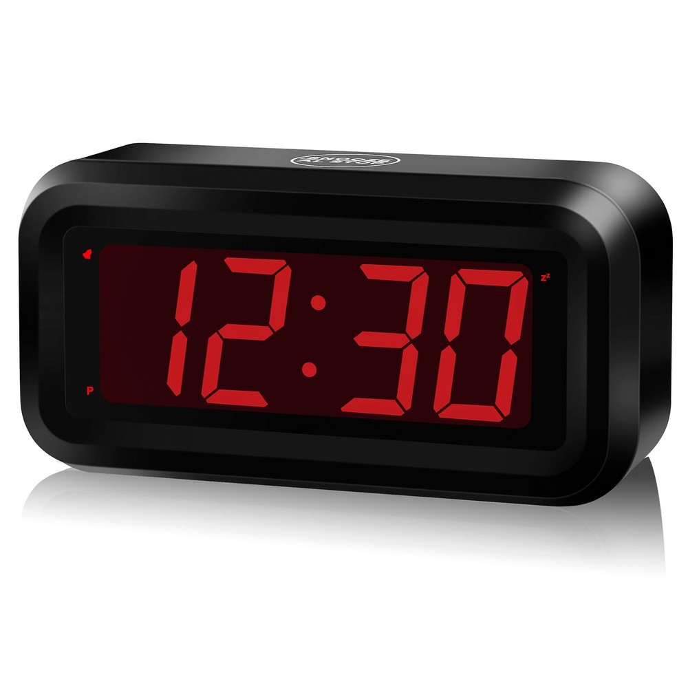 Alarm Clock LED Digital Clock Small Wall Clock Battery Operated Adjustable 3-...