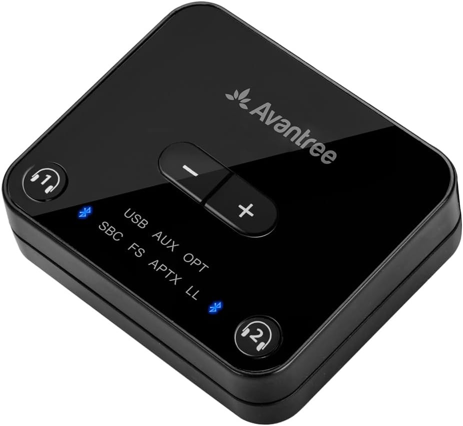 Audikast plus – Bluetooth Audio Transmitter for TV with Optical & AUX Audio Out,