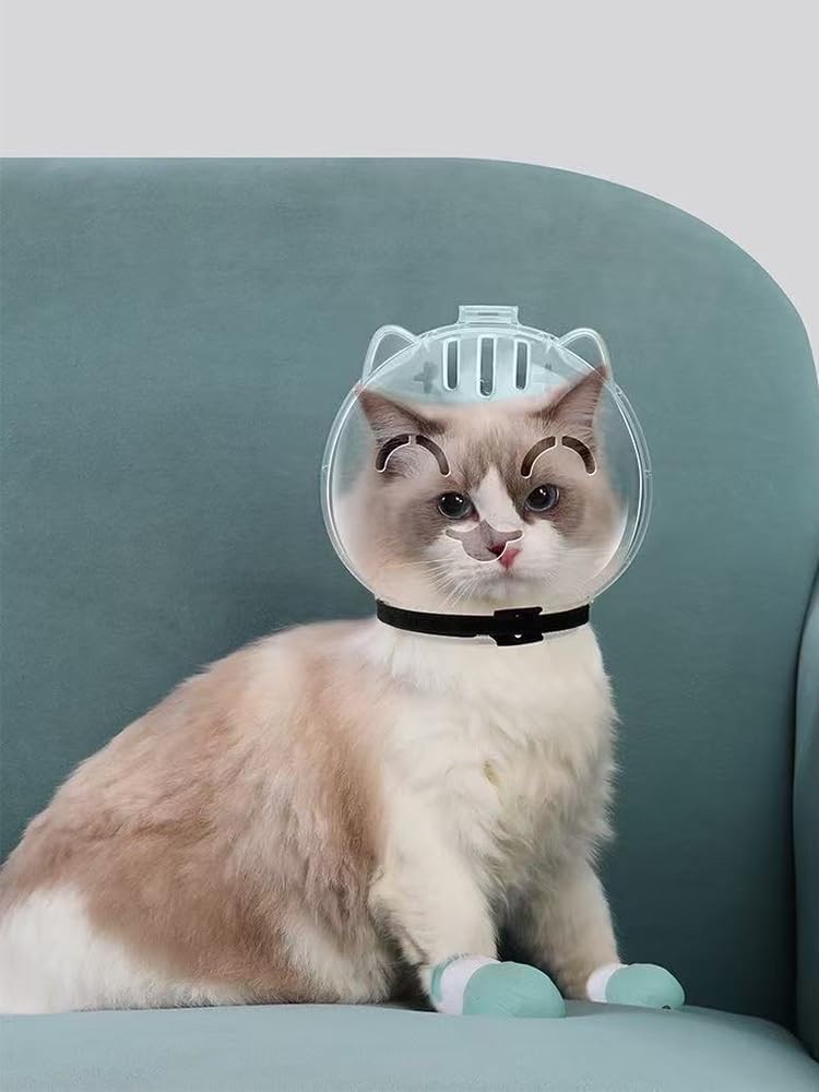 Cat Muzzle Grooming Breathable Cat Muzzle Helmet Adjustable Hood Anti Bite