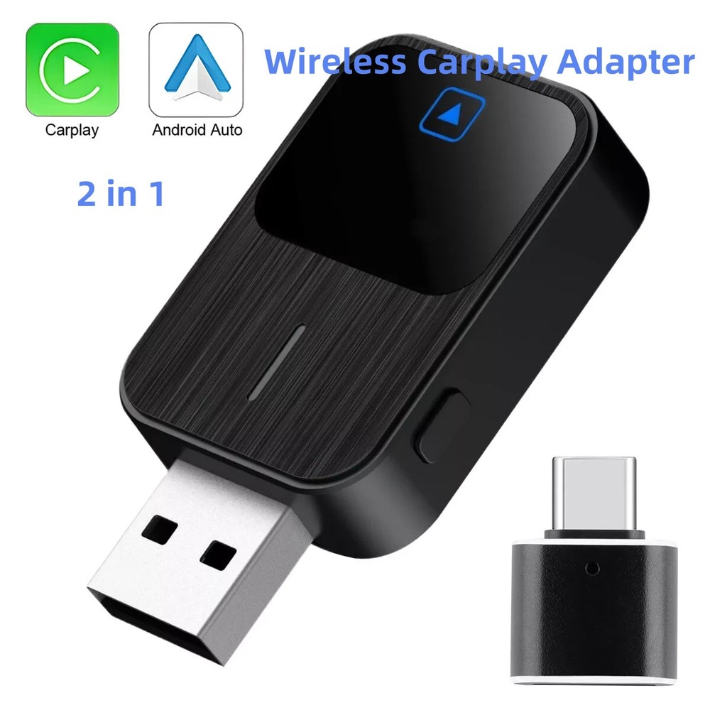 2in1 Wireless CarPlay Adapter Android Auto Car Auto Navigation Player USB US