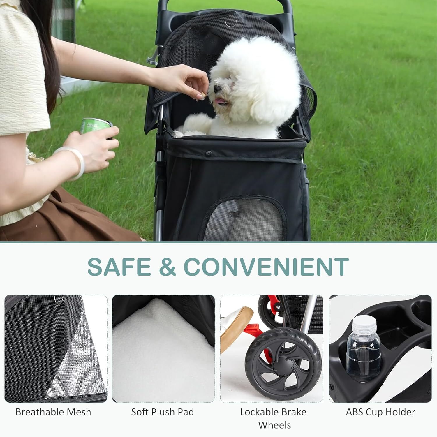 Foldable Lightweight Durable Pet Stroller for Small to Medium Pets Dogs and Cats