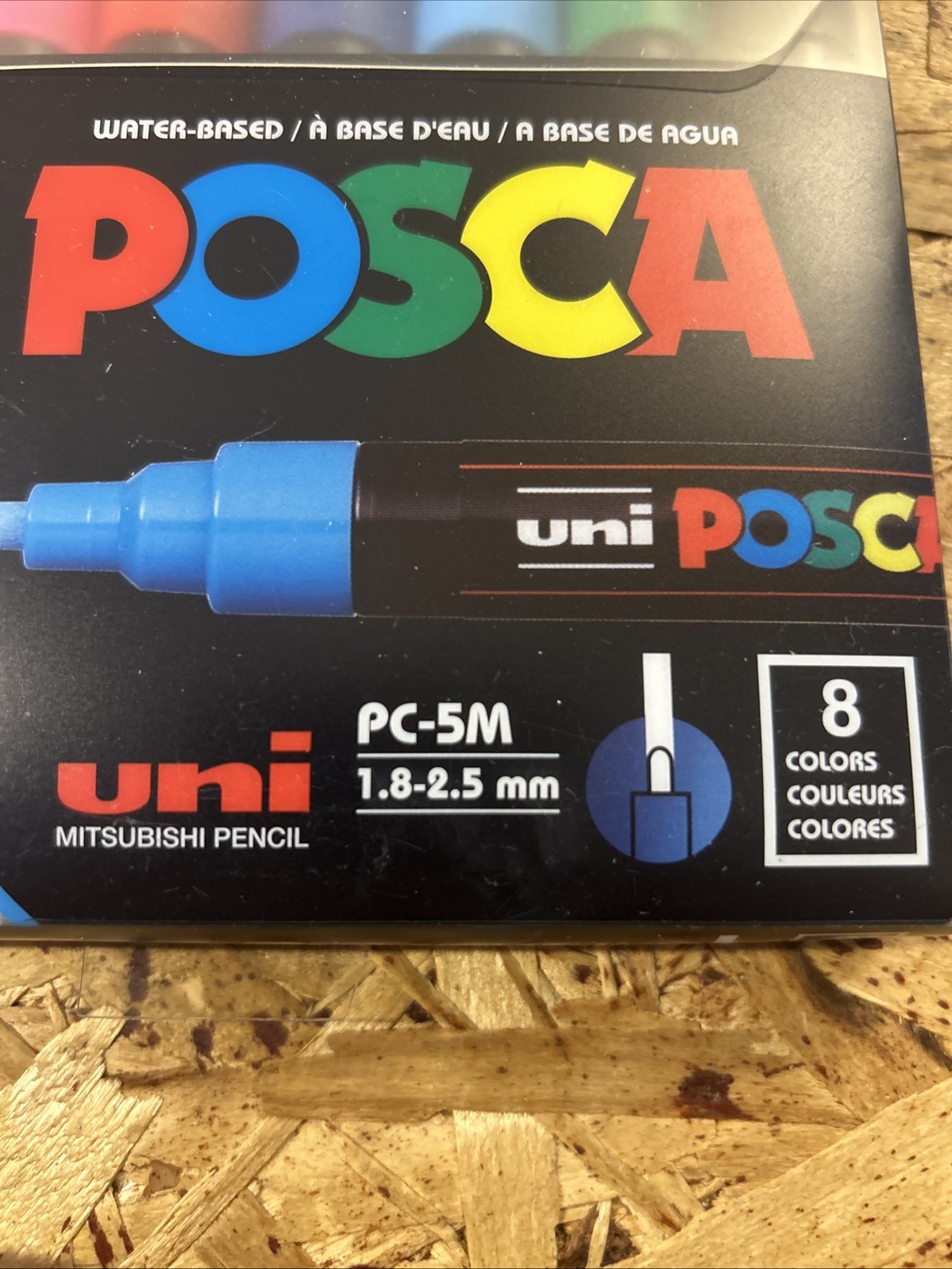4-Pack, POSCA Paint Marker Medium Tip 1.8–2.5mm, PC-5M, Water-Based, 8 Colors