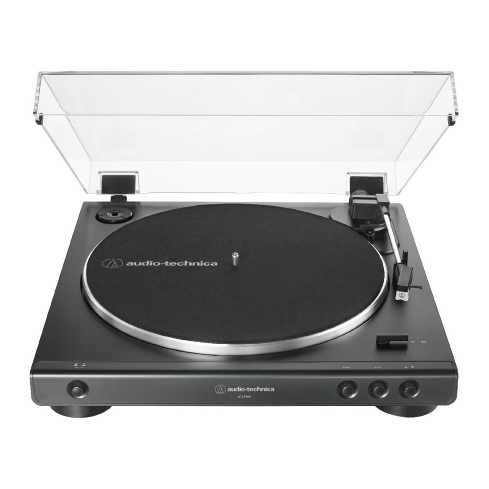 Audio-Technica ATLP60X Turntable Black Bundle with Bluetooth Monitors Pair