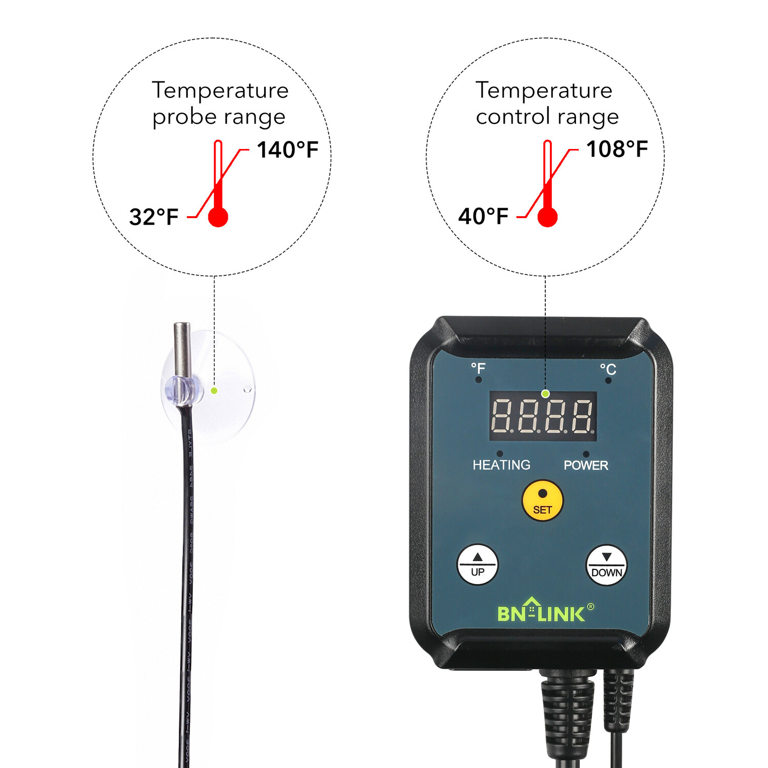 BN-LINK Digital Heat Mat Thermostat Controller For Greenhouse Seed Germination