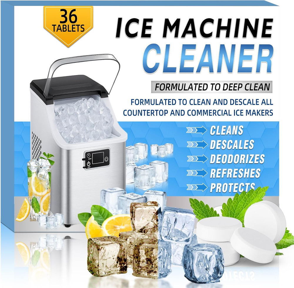 Ice Machine Cleaner Tablets Descaler 36 Pack, Countertop Ice Maker Cleaner Table