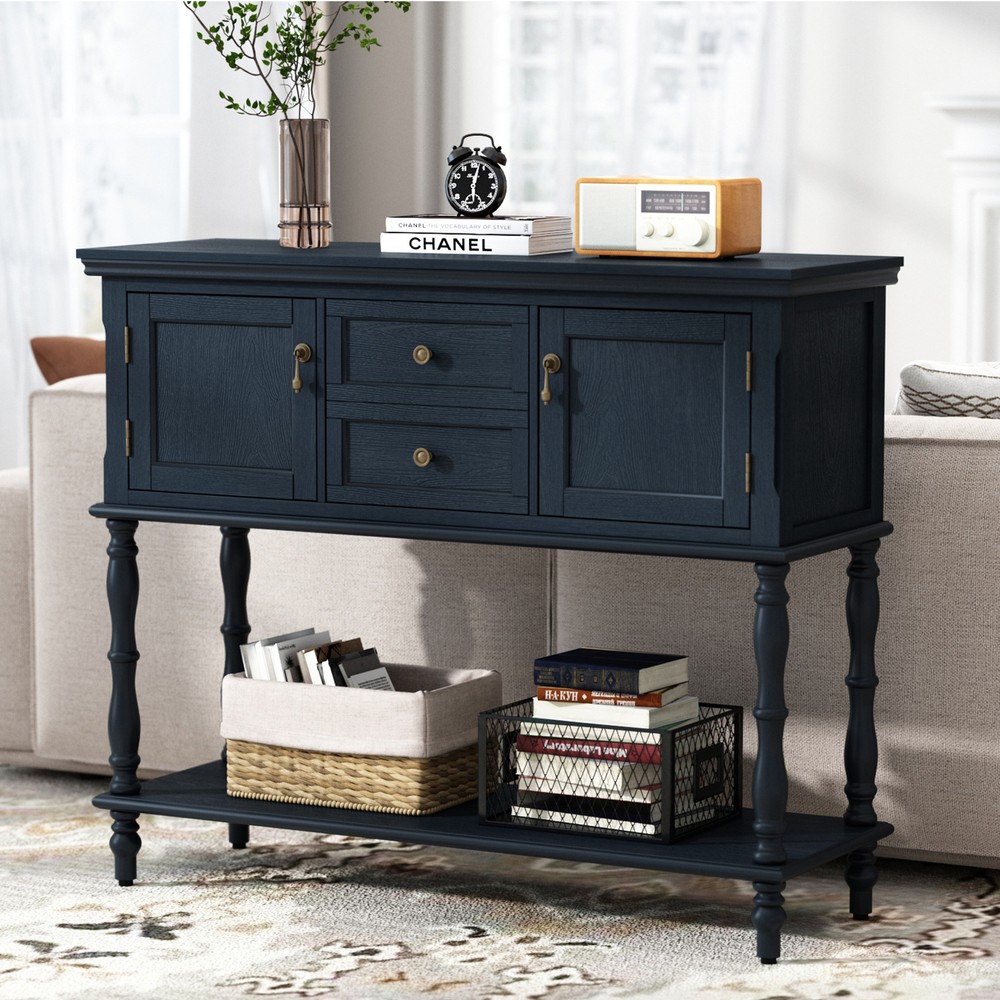 Sideboard Storage Dining Buffet Cabinet Console Table with Shelf&Drawers Blue