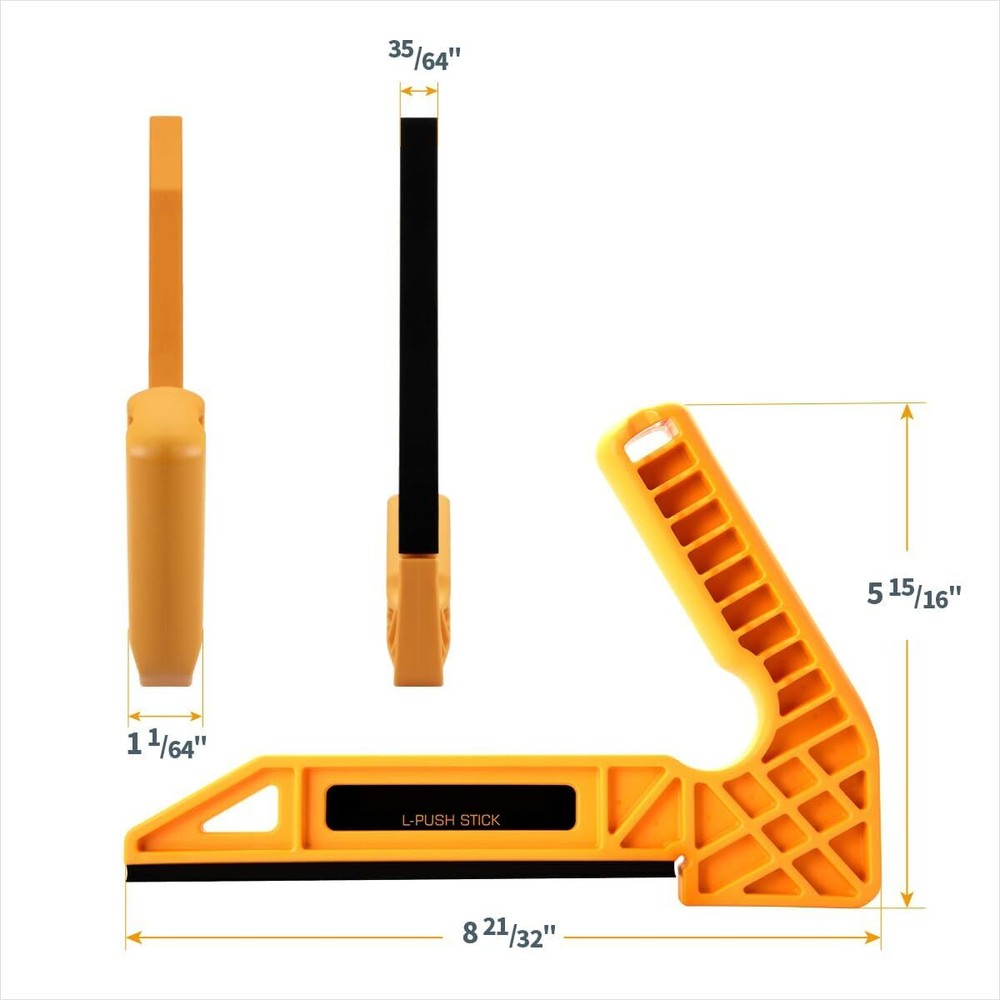 POWERTEC Tandem Featherboard and L-Push Stick Fits Table Saw, Router Table, Plan