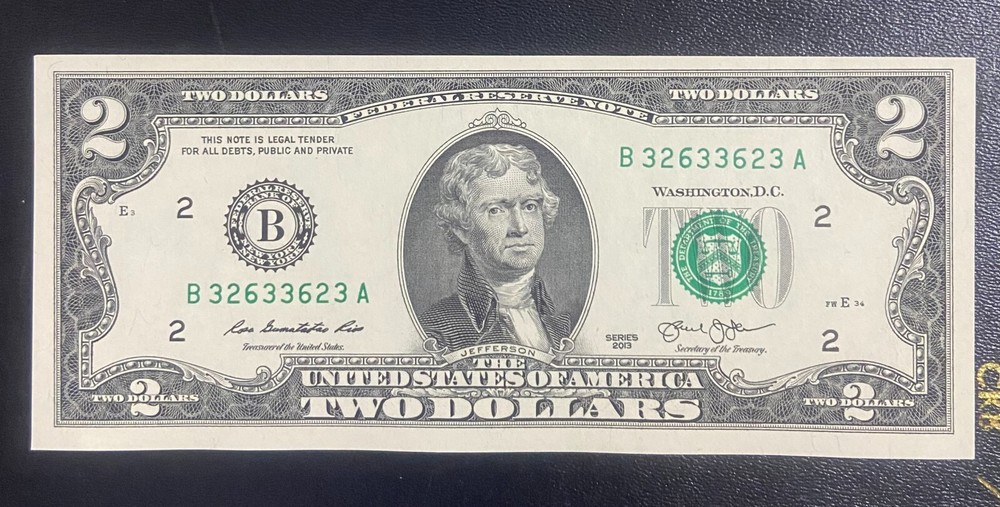 2013 $2 Two Dollar Bill  Serial RADA# B 3263.3623 . UNC