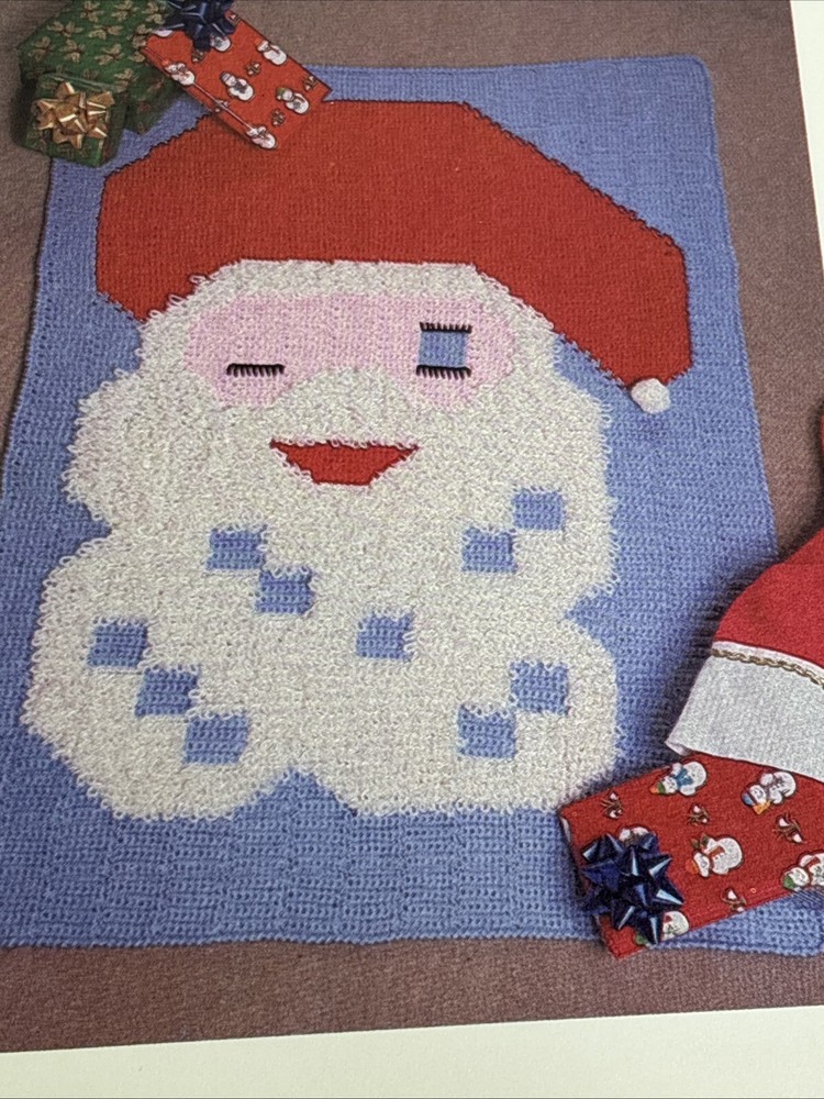 Santa Claus Patchwork Blanket Crochet Pattern Card Marshall Cavendish