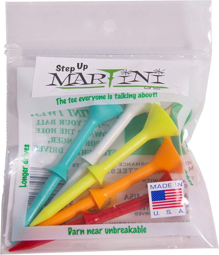Golf Tees DMT007 Durable Plastic Step-Up Tees (5 Pack), Assorted Colors, 3.25"