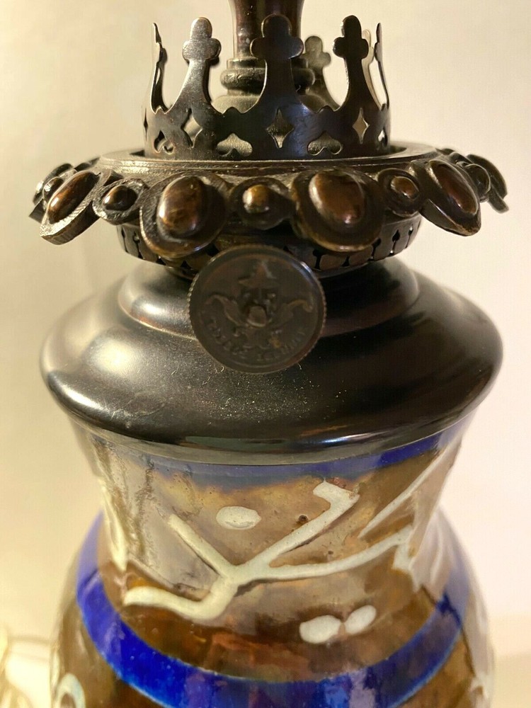 Old Luster ware Vase Mounted as a Working Table Lamp