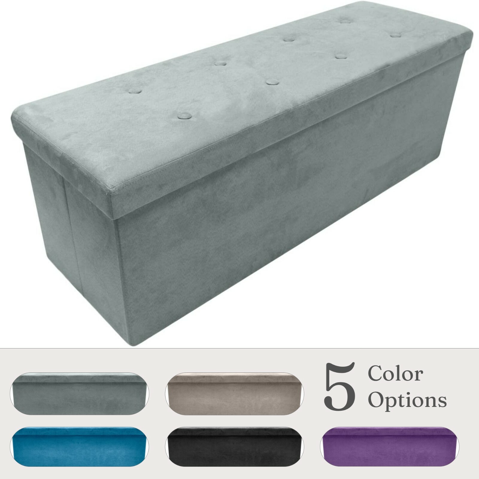 Storage Bench Chest Large Collapsible/Folding Bench Ottoman w/Cover Organizer