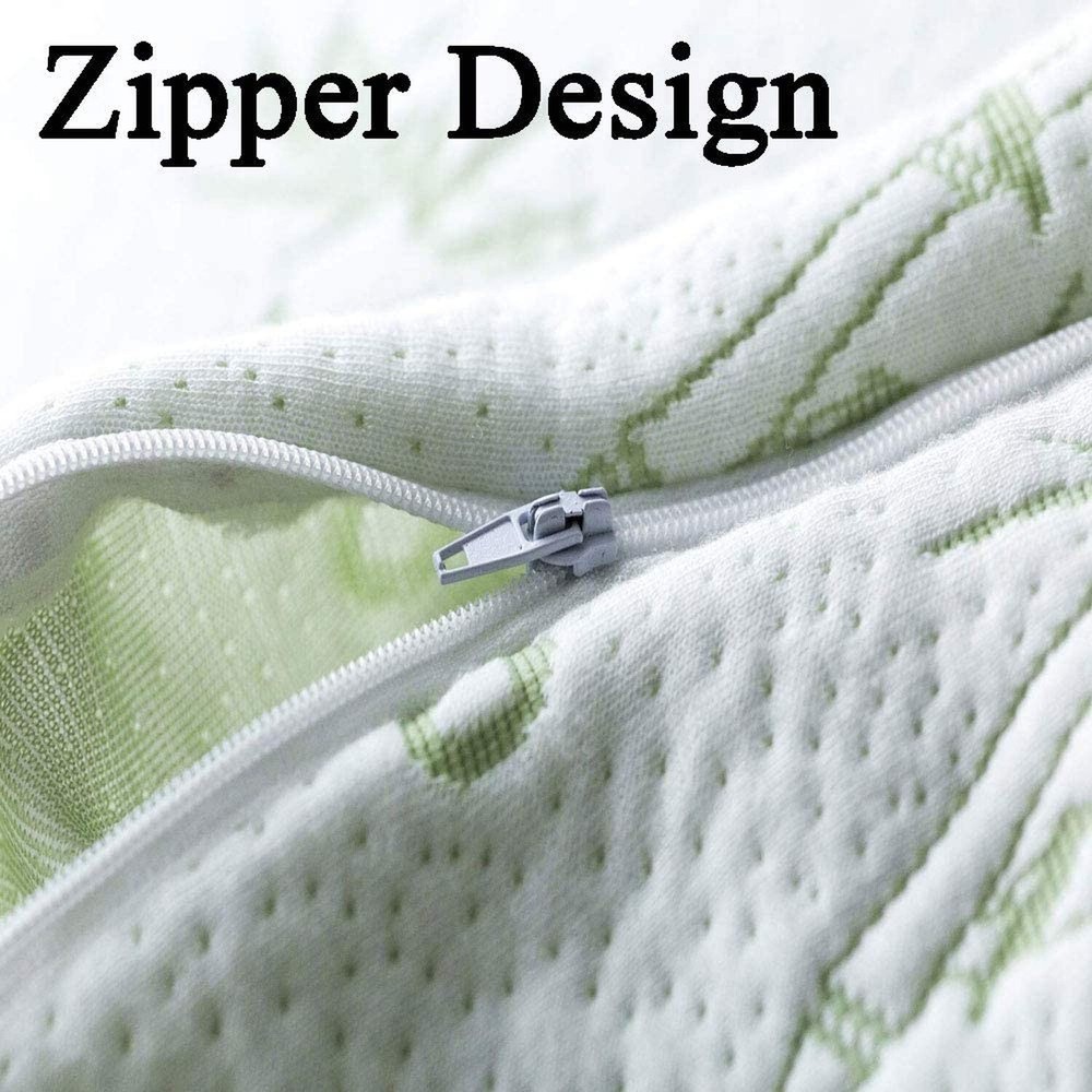 Bamboo Pillow Cover Zippered Protector Waterproof Case Noisless Breathable 2Pack