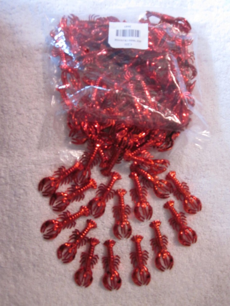 6 DOZEN (72 pieces) "RED CRAWFISH TRINKETS" 70mm - BULK CRAFTS MUDBUGS CRAYFISH