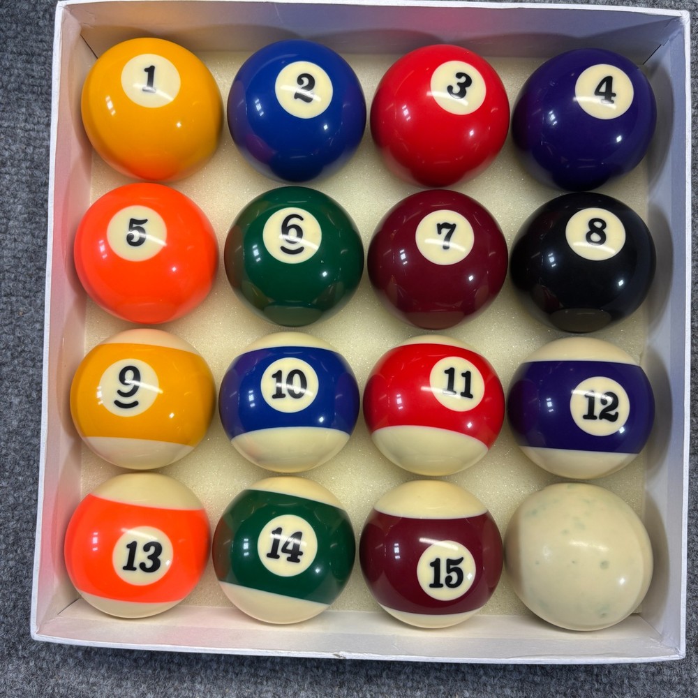 Complete Billiard Ball Set 16 Balls 2.25" Triangle Rack Brush Pool Table