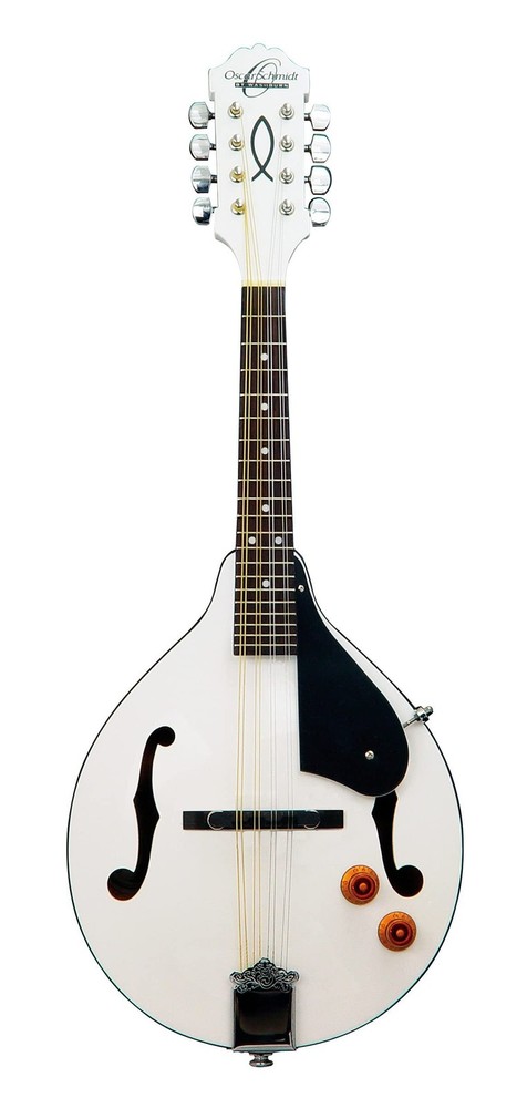 Oscar Schmidt, 8-String Mandolin, Right, White (OM10EWH-A-U)