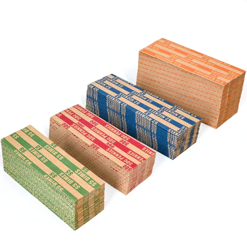 500 Assorted Coin Wrappers Flat Coin Roll Wrappers Pack