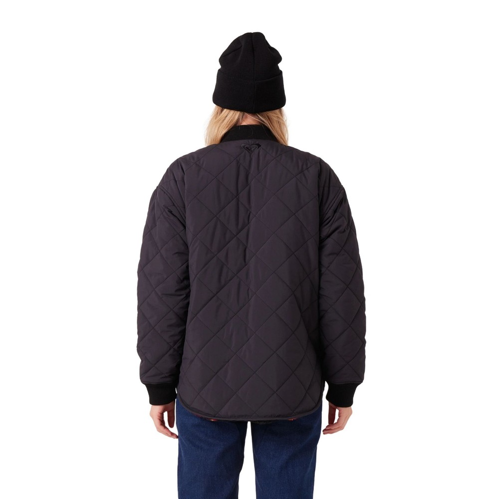 Roxy Aurora Quilted Bomber Women's Winter Jacket, Black, Medium