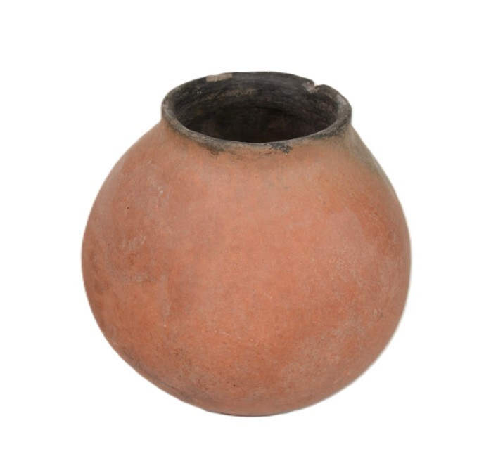 Prehistoric Pottery Jar: Salado Redware A.D. 1200-1350 4.5" H x 5.5" D