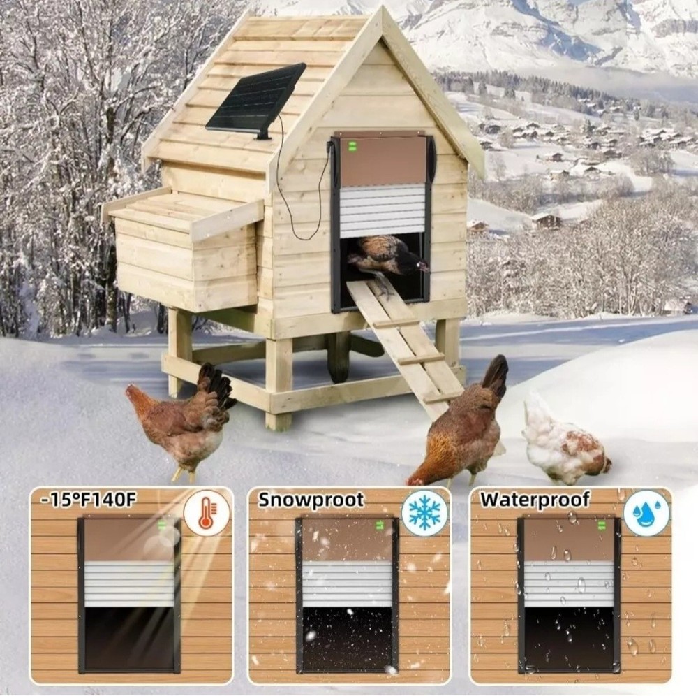 Smart Automatic Chicken Coop Door Solar Powered Timer/Light Sensor Setting Remo