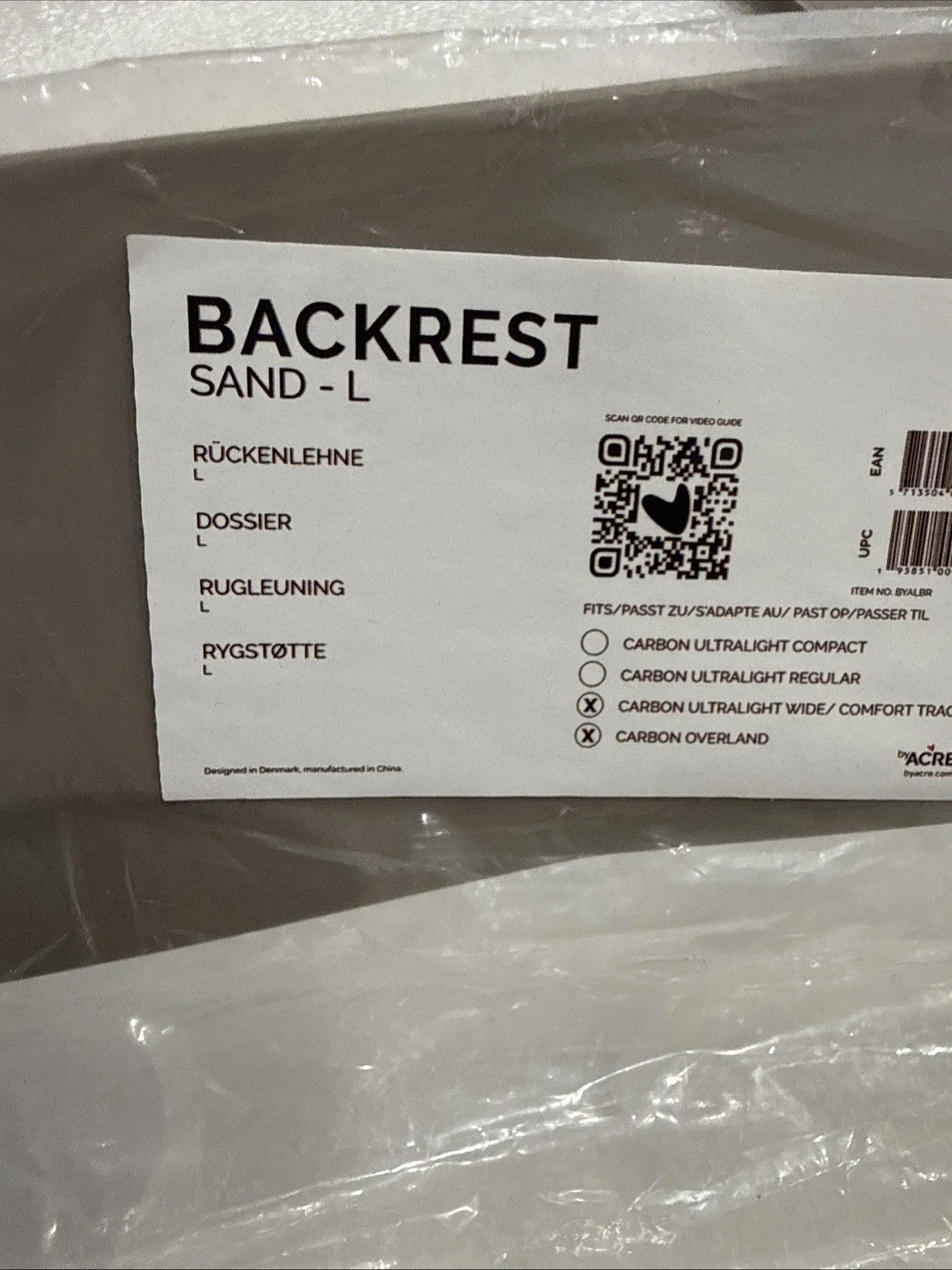 byACRE Carbon Ultralight Back Rest, Large, Sand - Fits Wide and Carbon Overland