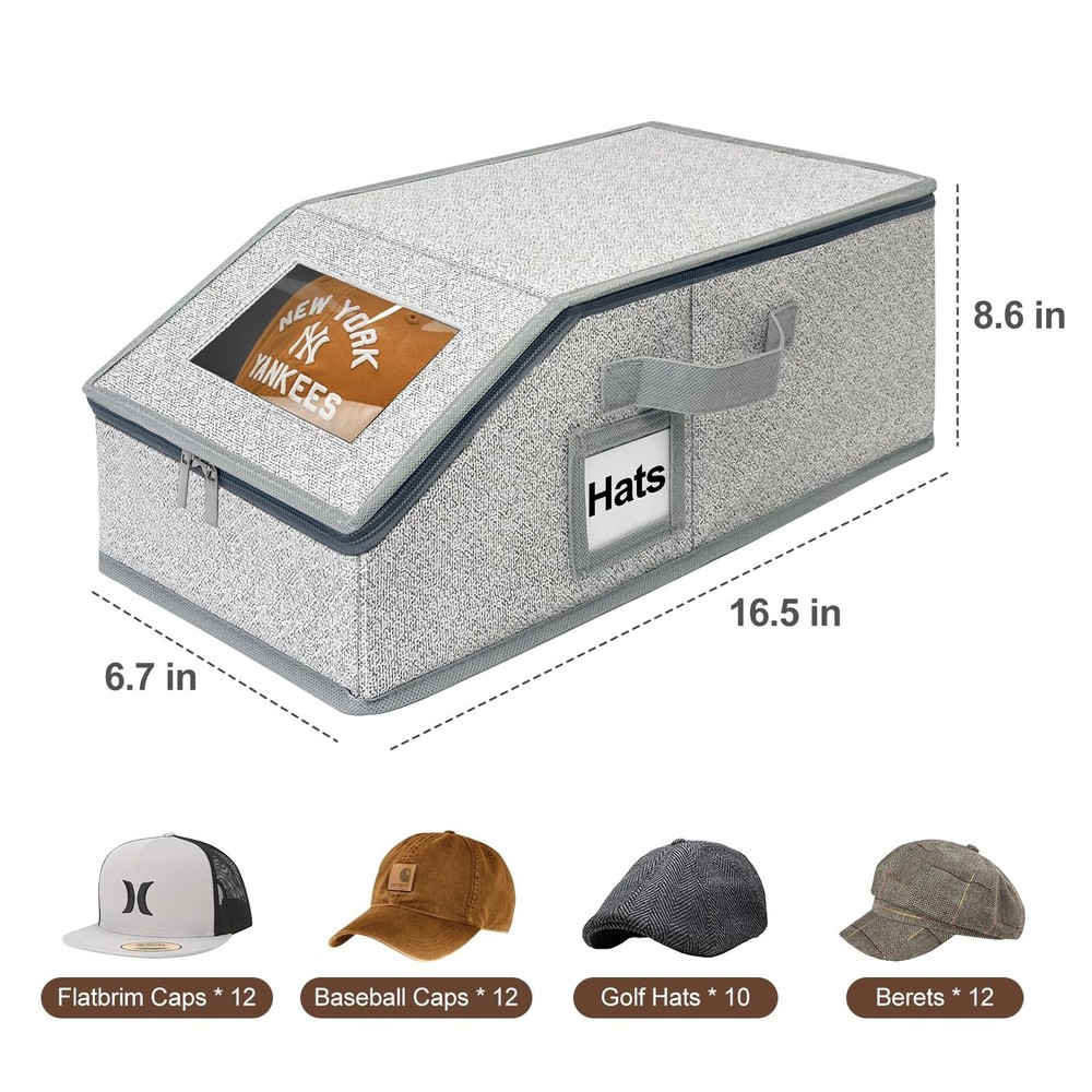 4 Pack Stackable Baseball Cap Organizer for Closet, Holds 24 Hats Each – H
