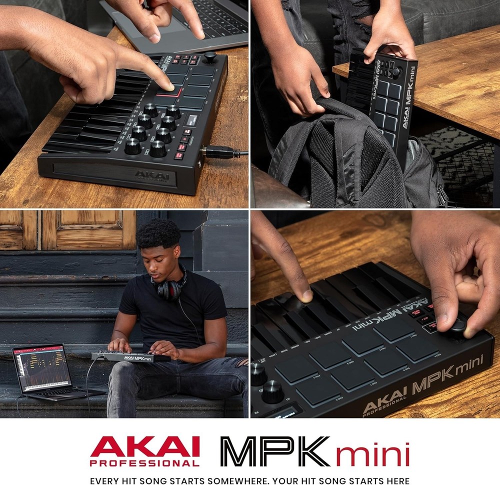 25-Key Portable MIDI Controller with Touch Sensitive Pads and Effect Integration