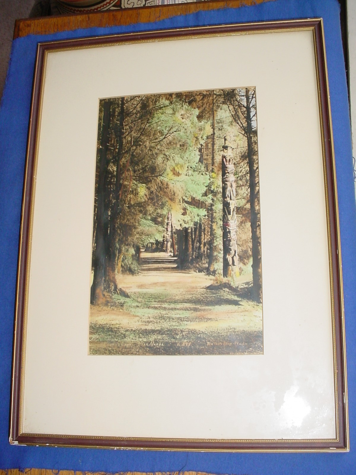 OLD TINTED PHOTOGRAPH LOVERS LANE SITKA ALASKA TOTEM POLES THE PHOTO SHOP