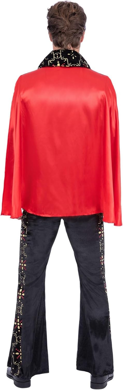 Smiffys Elvis Black Rhinestone Costume for Men, Official Licensed Rock &Roll Out