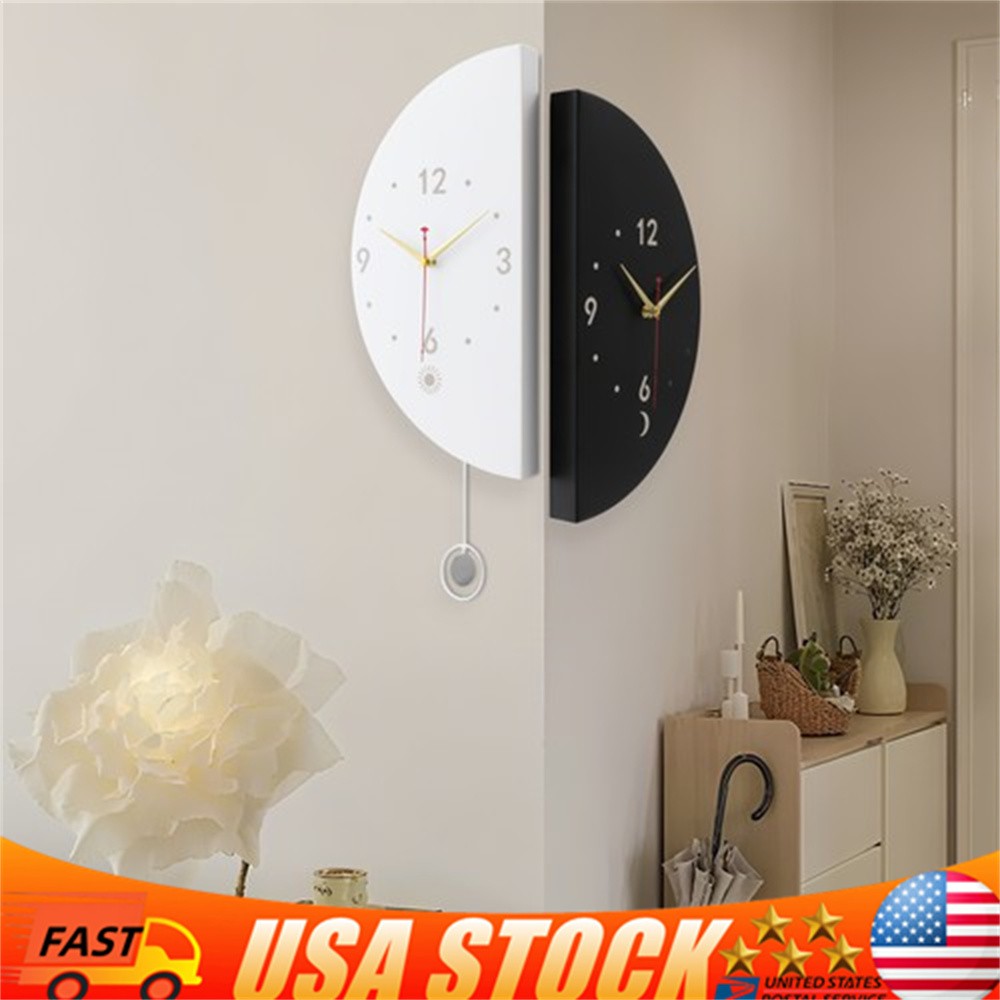 Wall Clock Decoration Double-sided Corner Wall Clock White+black Wall Clock