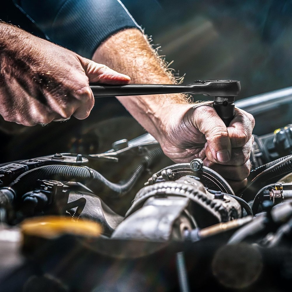 Complete 50-Piece Chrome Vanadium Socket Set with 6-Point Design & Accessories