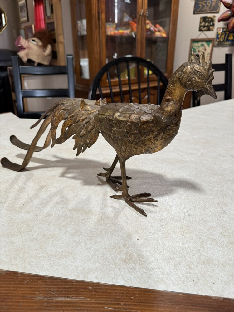 Vintage Chinese Solid Bronze Rooster