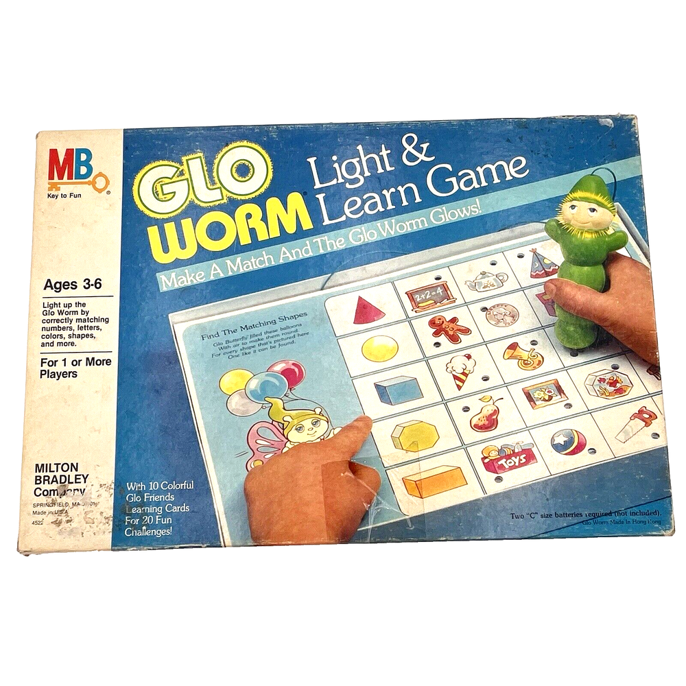 VINTAGE Milton Bradley light & learn game - Glo Worm 1985 Complete Untested
