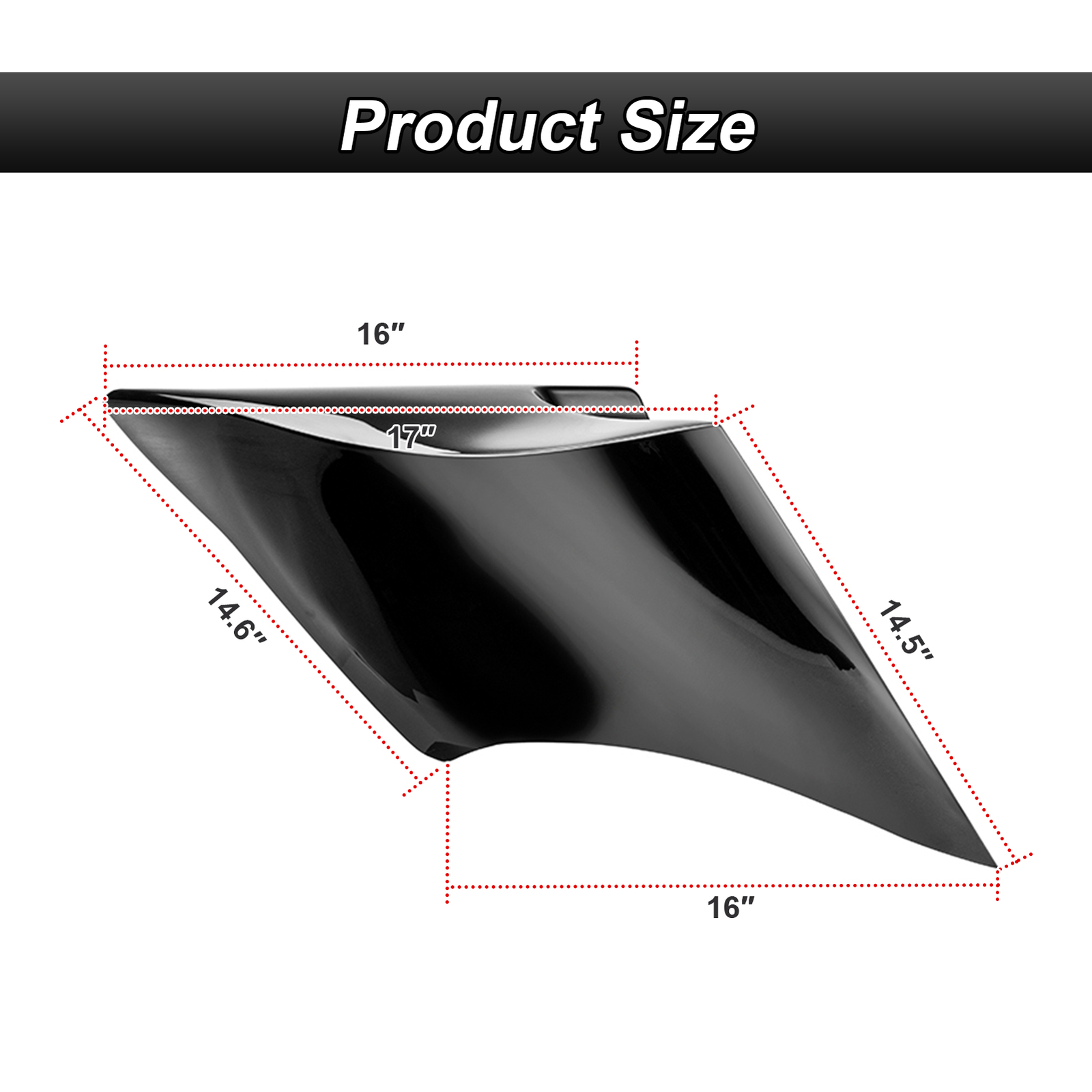 Stretched Extended Side Cover Panel Black For Harley Touring FLT FLH 2014-2024