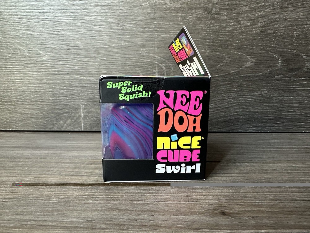 PURPLE BLUE Schylling NeeDoh Nice Cube Swirl. Super Solid Squish AUTHENTIC