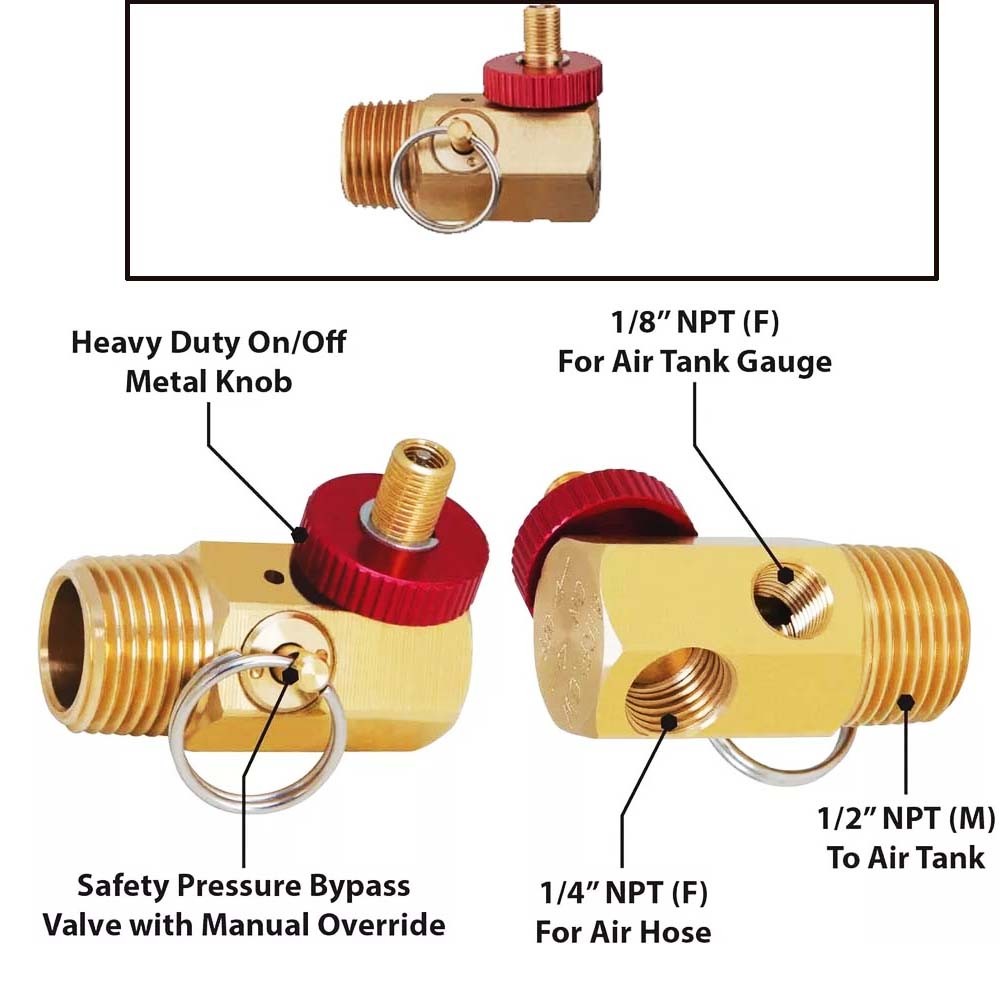 Air Tank Repair Kit Air Tank Valve Kit with Hose 1.6" Pressure Gauge FAST SHIP