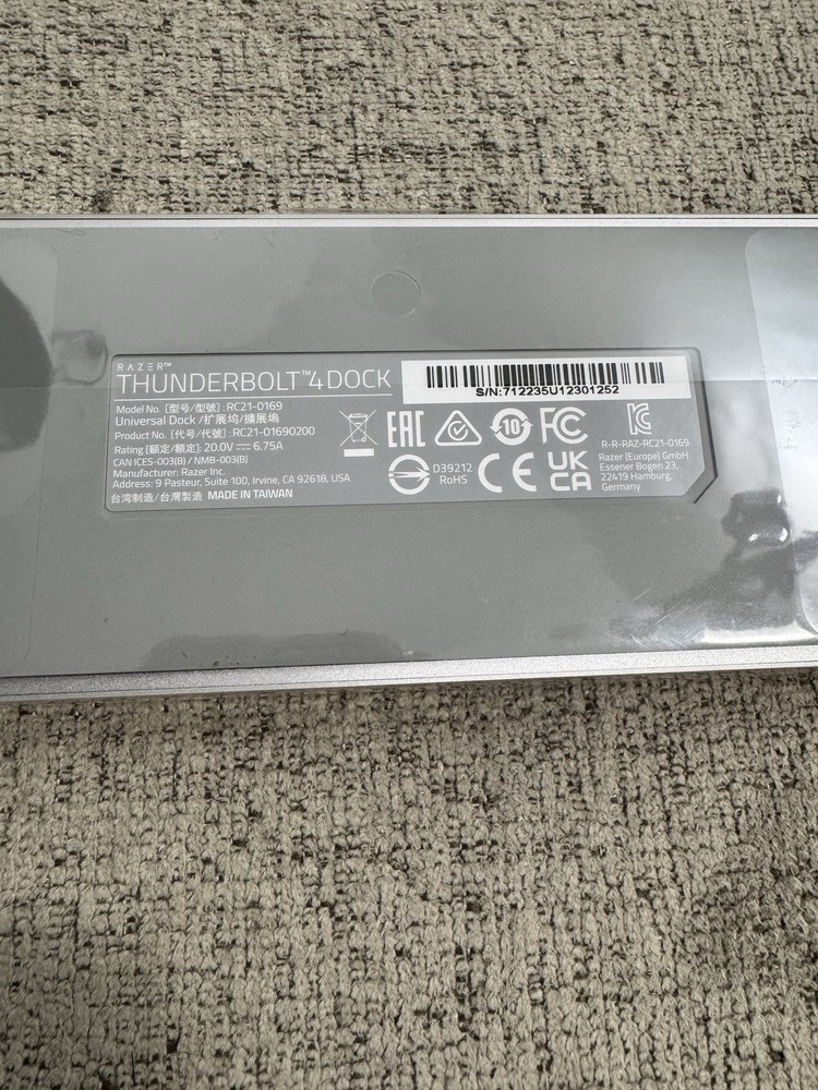 Razer Thunderbolt 4 Dock Mercury - Open Box - Never Used