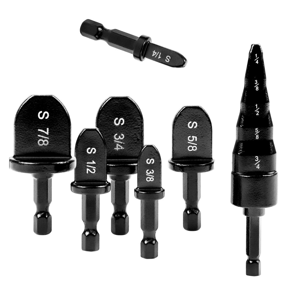 7PCS Copper Pipe Expander Set with 5 in 1 Swaging Tool and Multiple Drill Bits