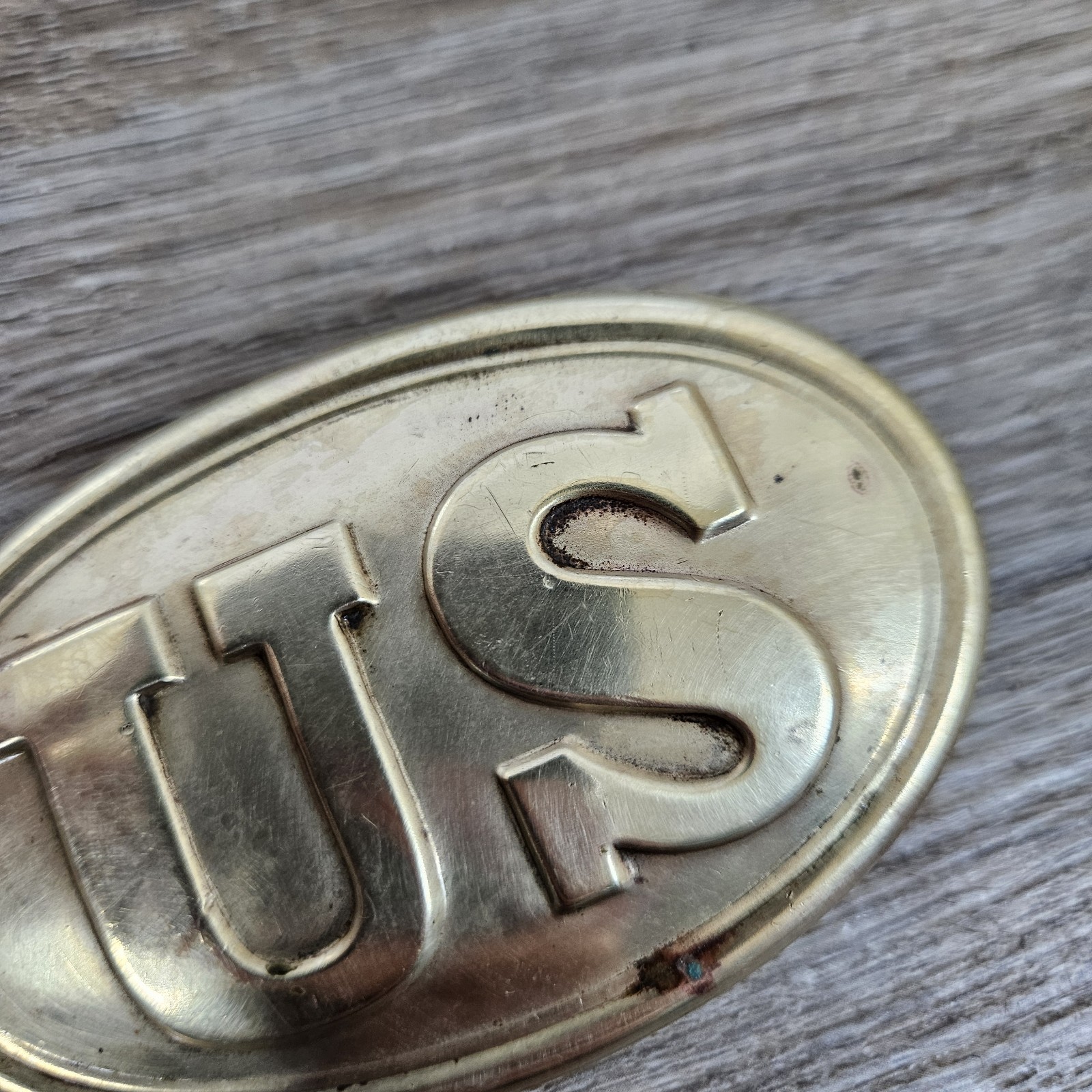 Vintage US Civil War Brass Lead Filled Back Arrow Hooks Belt Buckle Replica