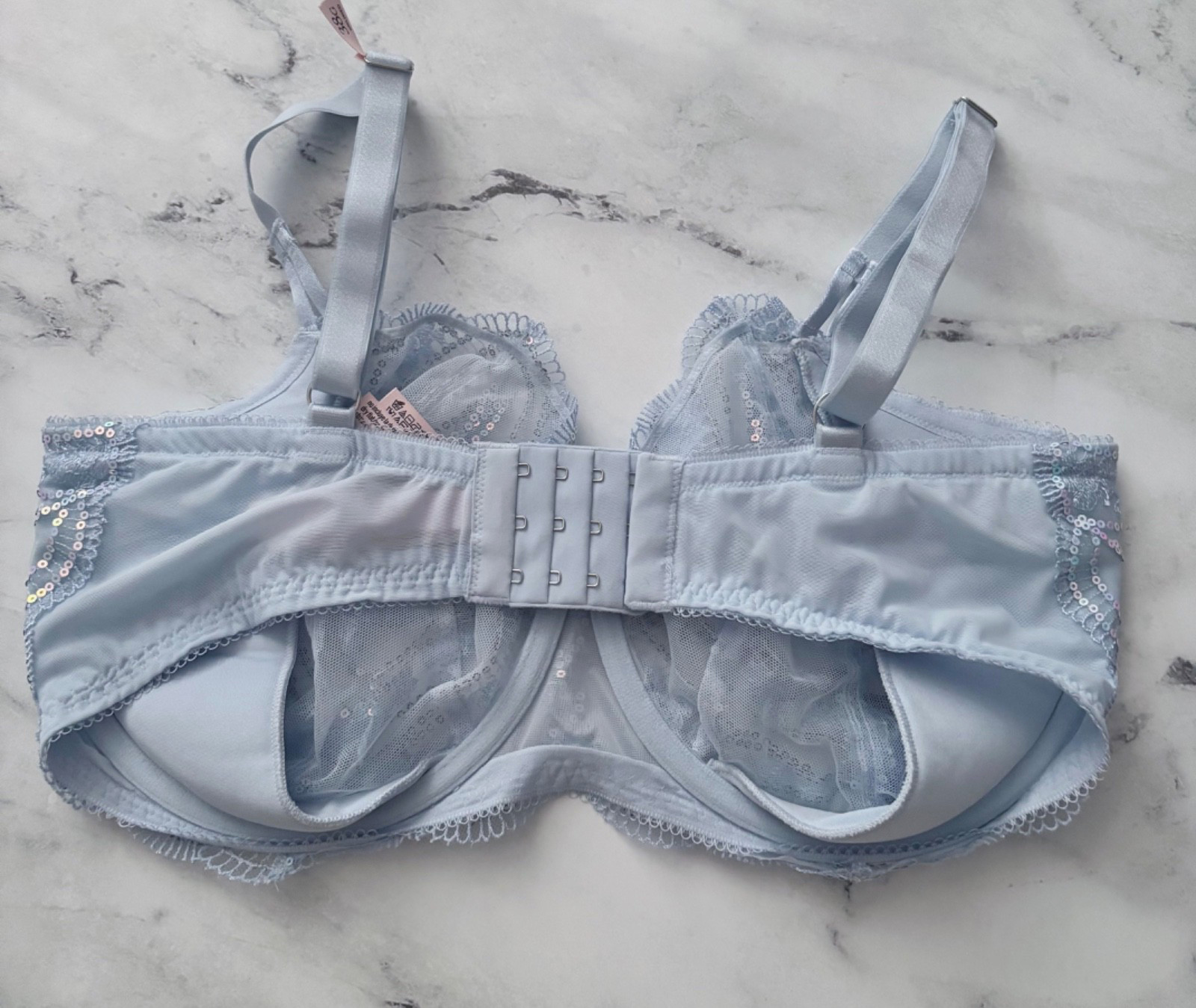 Victoria's Secret Nwt Dream Angels Blue Sequin Unlined Uplift w/ Sling Bra 38G