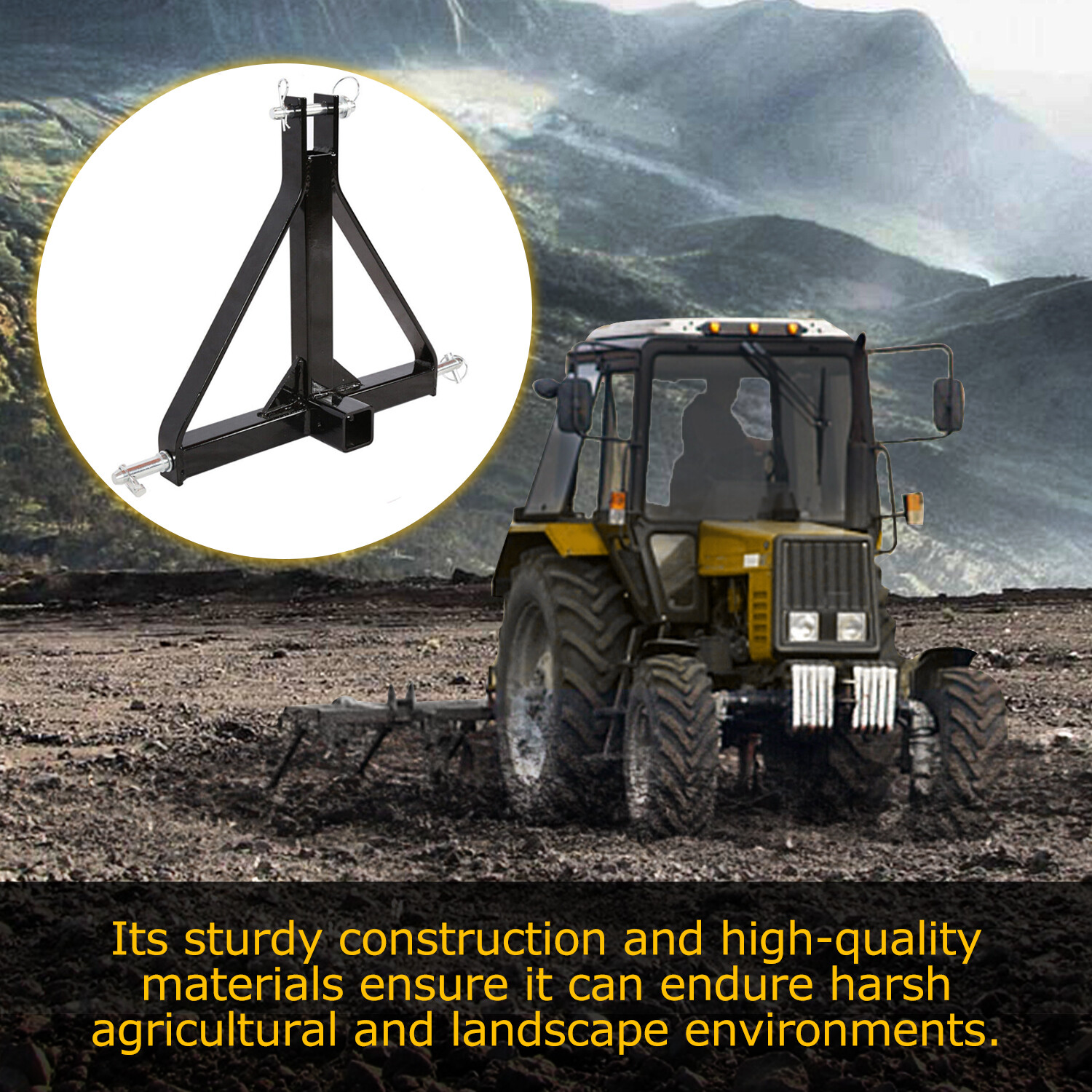 3 Point 2" Hitch Receiver Trailer Category 1 Tractor Tow Drawbar Adapter Steel