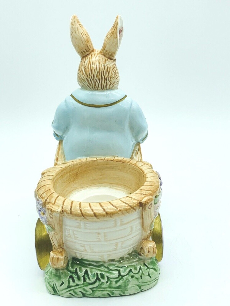 VTG Pair Avon Springtime Collection Easter Bunny Rabbit Ceramic Egg Holders