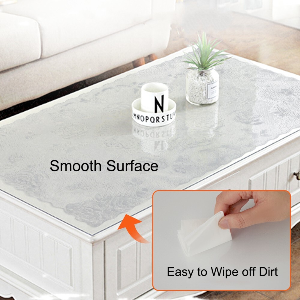 Clear Transparent PVC Plastic Tablecloth Protector Waterproof Dining Table Cover