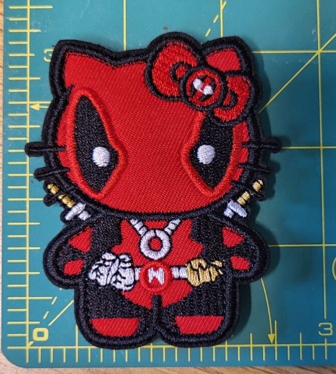 Hello Kitty Deadpool crossover 3-inch hook & loop patch