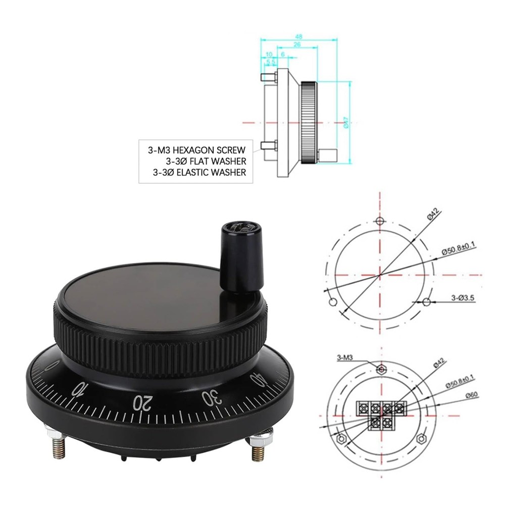 5V 60MM Rotary Encoder, CNC Controller, Terminal Pulser Handwheel, for Manual Pu