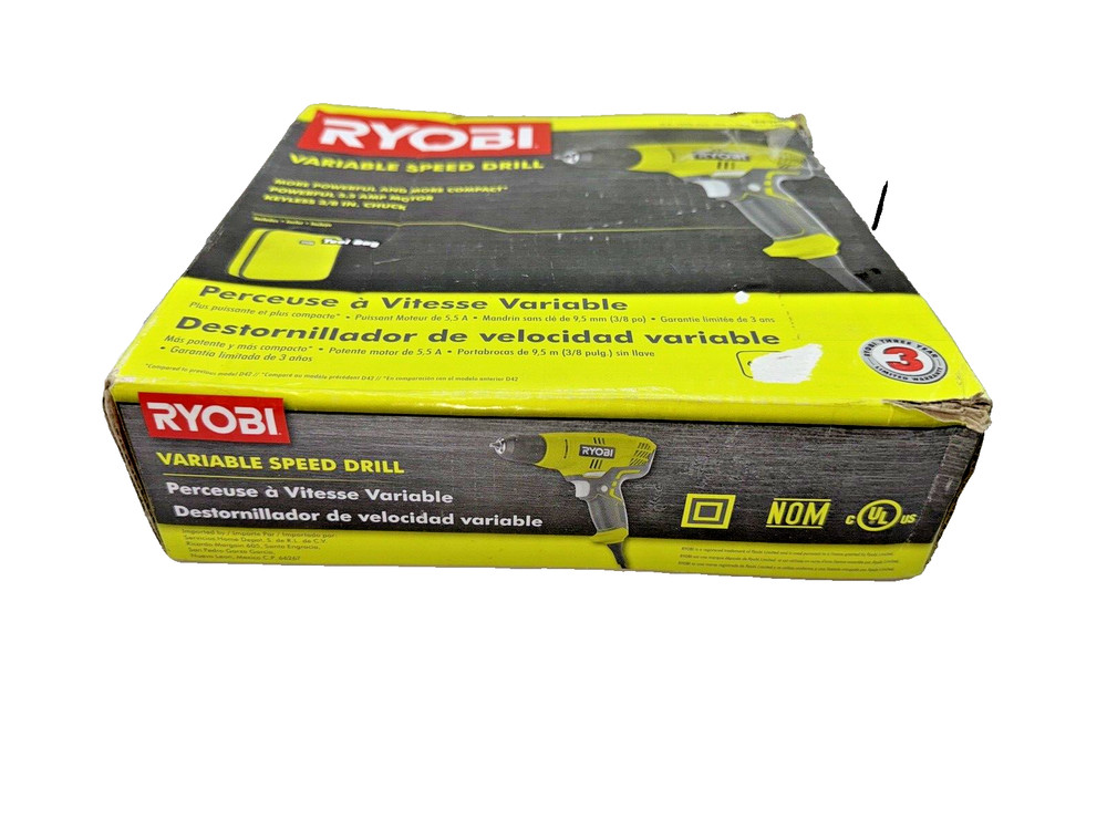 Ryobi Variable Speed 3/8" Compact Drill/Driver D43K Keyless Chuck with Tool Bag